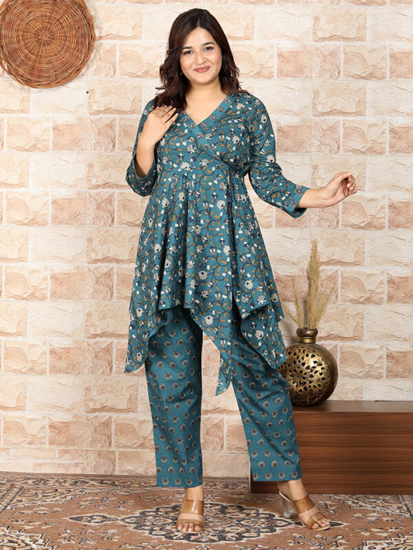 Teal Temptation - Women Kurta Pant and Dupatta Set